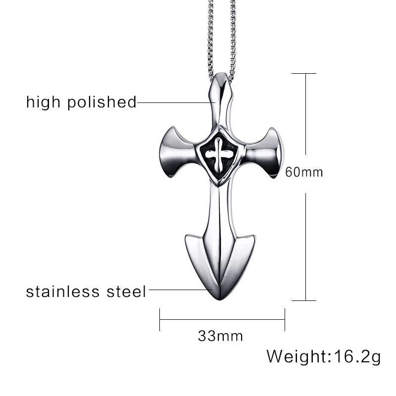 Vintage Stainless Steel Cross Anchor Necklace Pendant - Image 3