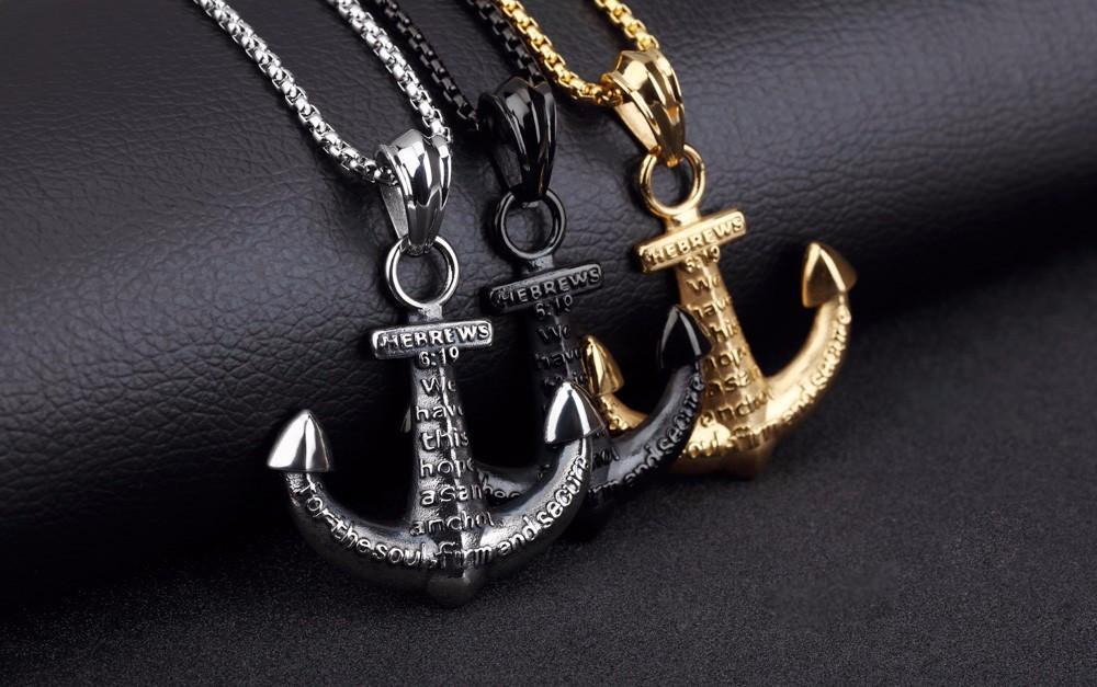 Viny -  Men Anchor Pendant Necklace - Image 3