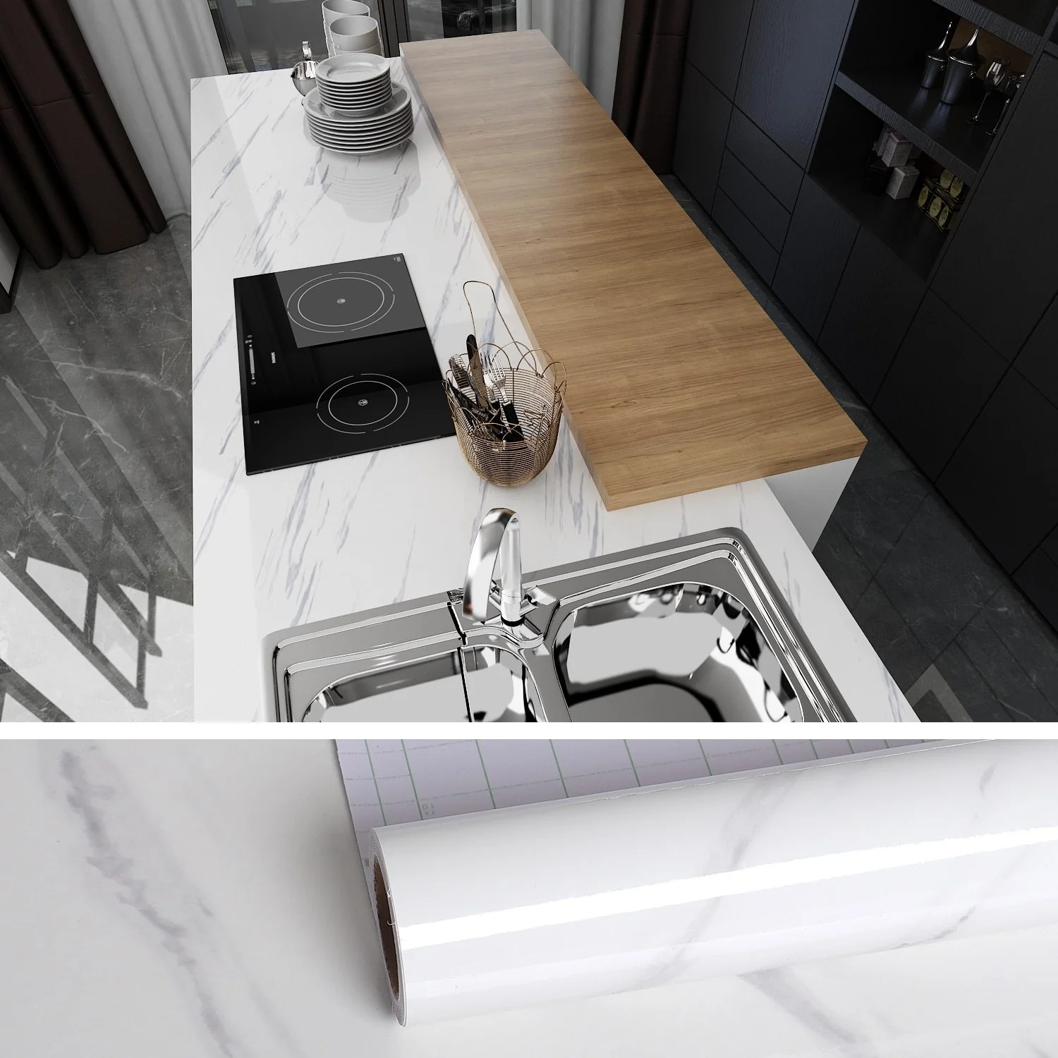 Self Adhesive Waterproof  Marble Wallpaper - Image 4