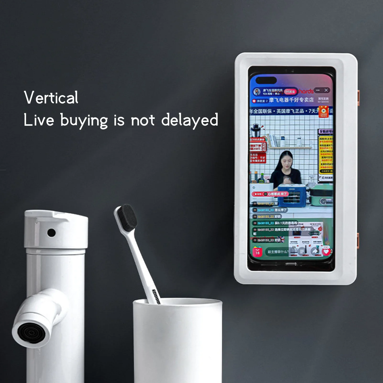 Punch-Free Wall Mounted Waterproof Self Adhesive Shower Phone Case - Image 4