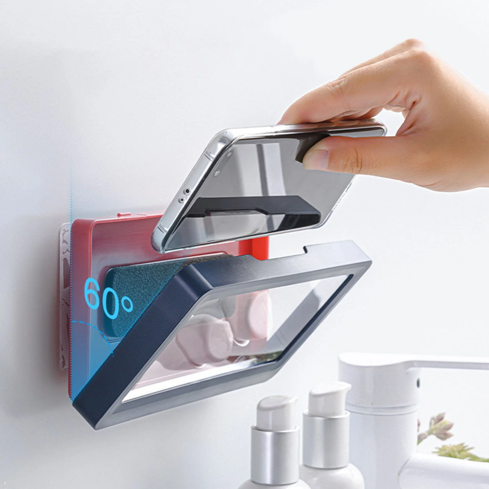 Punch-Free Wall Mounted Waterproof Self Adhesive Shower Phone Case - Image 8