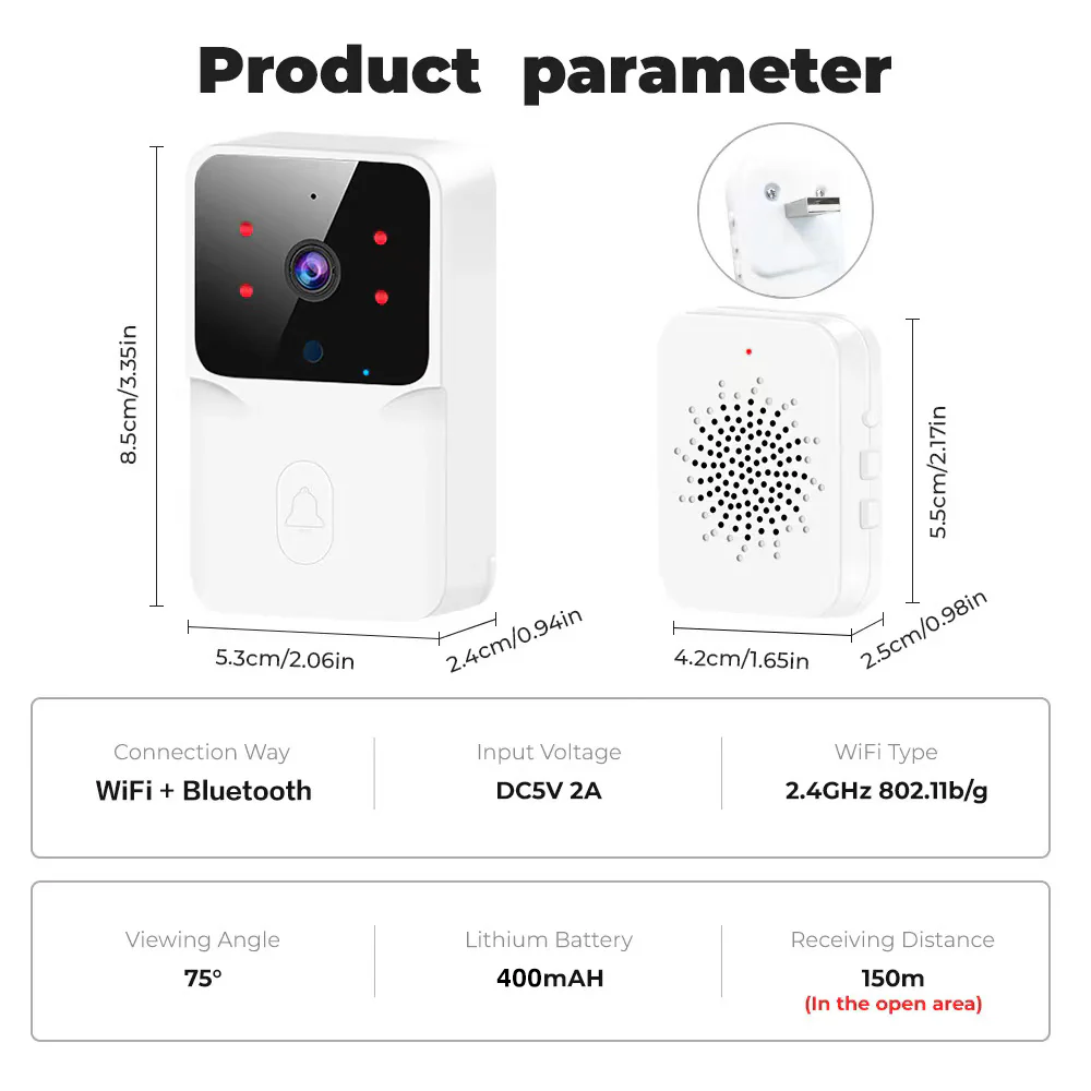 Smart WiFi Two-Way Intercom Night Vision & Motion Detection Video Wireless Doorbell - Image 13