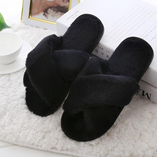 Women Faux Fur  Winter Slippers - Image 7