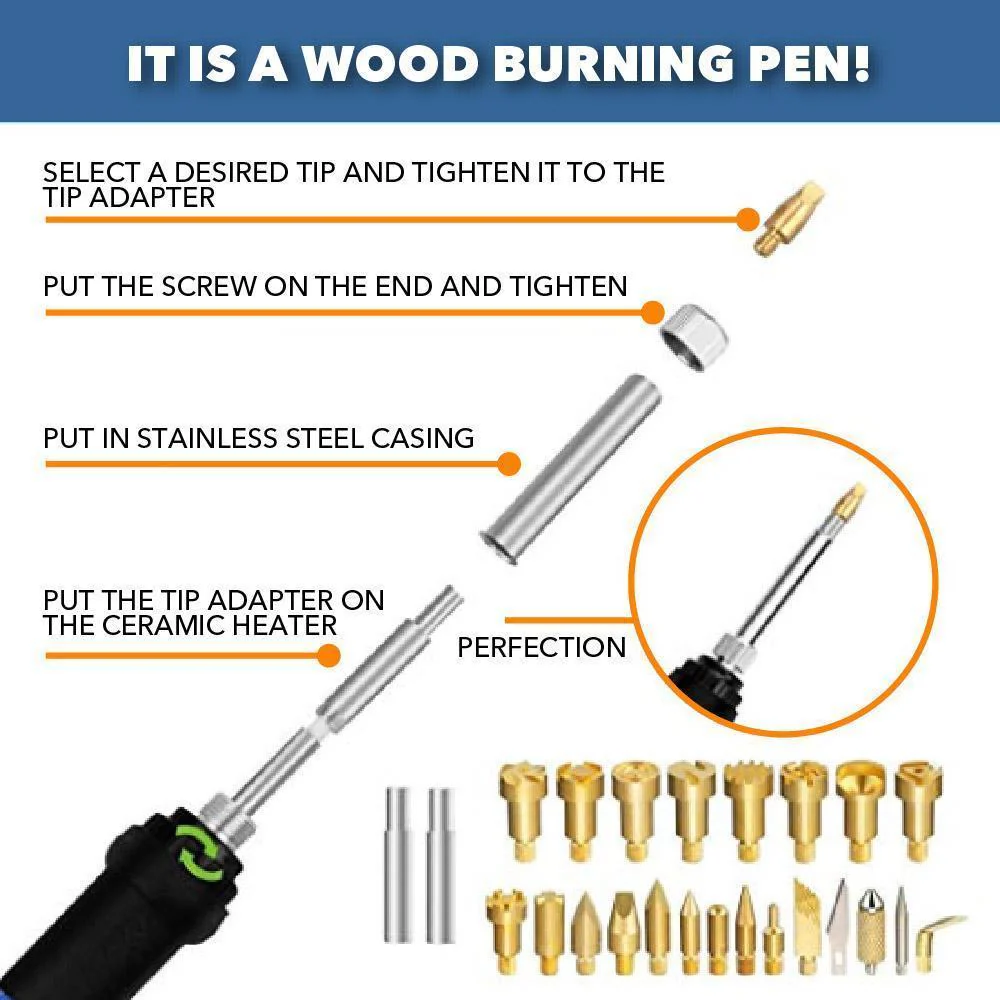 28 pcs Wood Burning Pyrography Kit - Image 2
