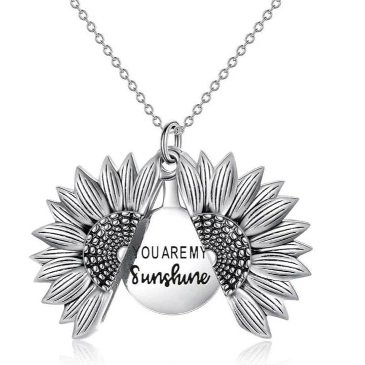 Sunflower Necklace with hidden "You Are My Sunshine" Message - Image 2