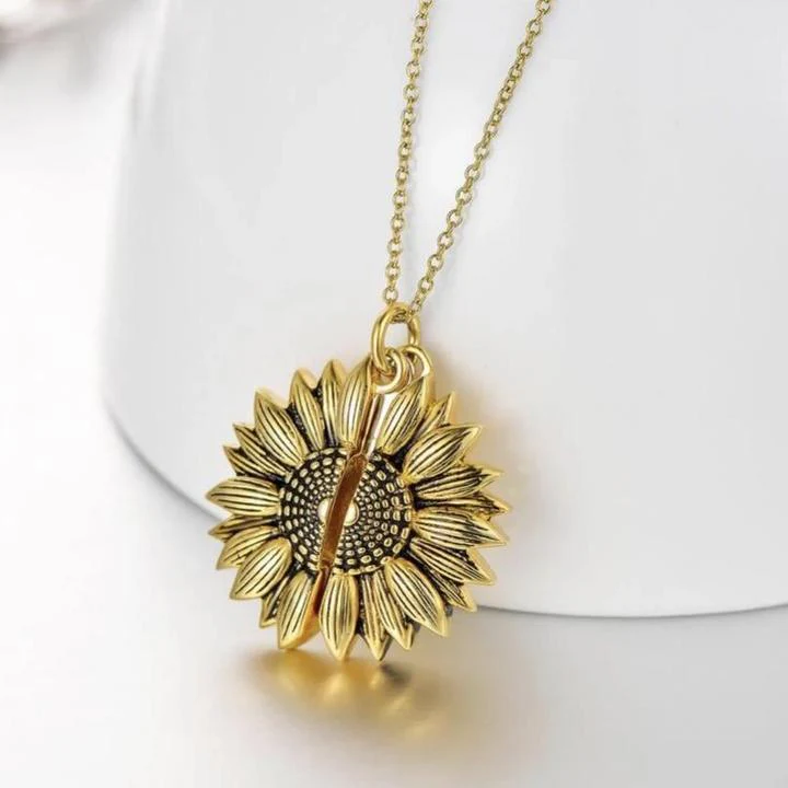 Sunflower Necklace with hidden "You Are My Sunshine" Message - Image 4
