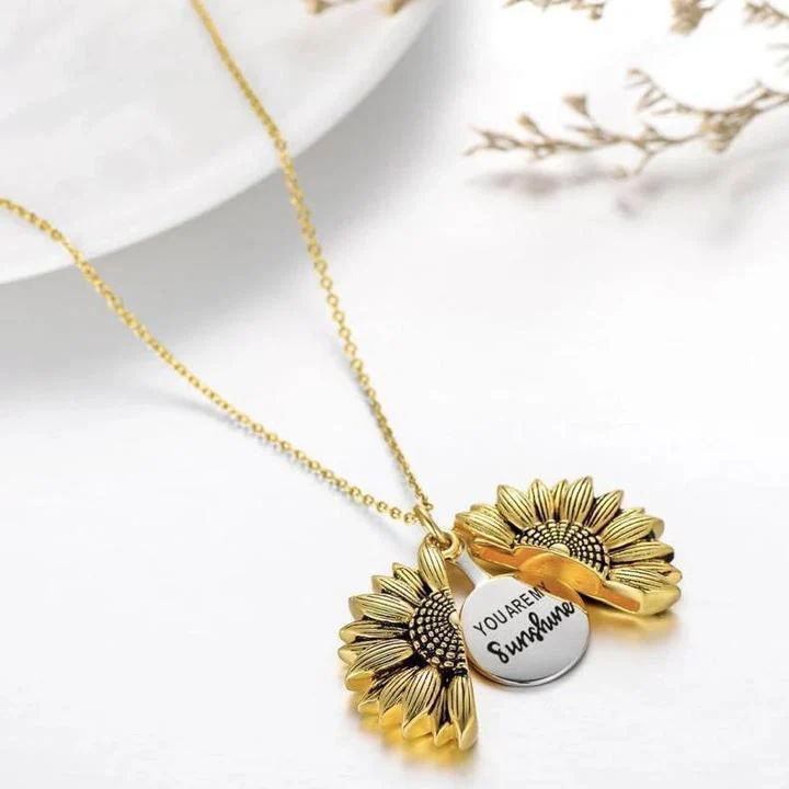 Sunflower Necklace with hidden "You Are My Sunshine" Message - Image 5