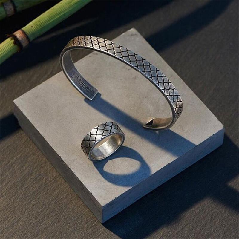ZEN- Ring  & Bracelet  Set Vintage Titanium Steel - Image 2